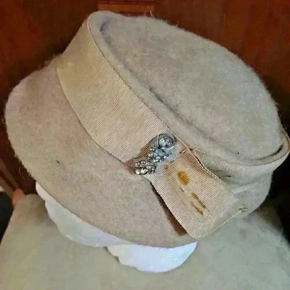 Vintage Women's Ladies Brushed Felt Hat‎ Bow - Picture 2 of 7